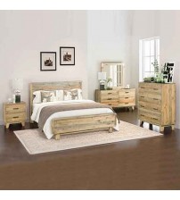 Woodland Solid Pine Timber 5 Pcs Bedroom Suite In Rustic Texture In Multiple Size